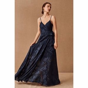 BHLDN Hutch Navy Bridesmaids Floral Textured Wrap Dress, Size M